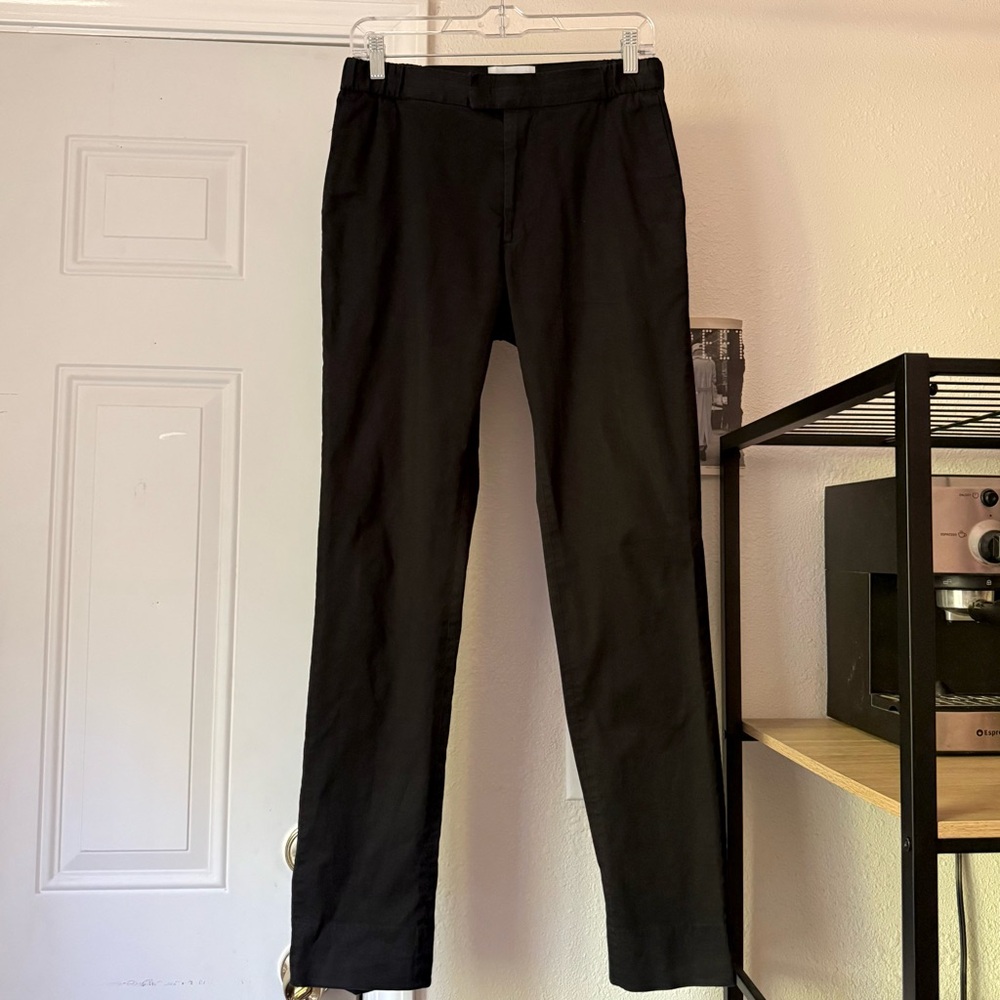 L’ESTRANGE‎ London black organic cotton blend men’s slim leg pants